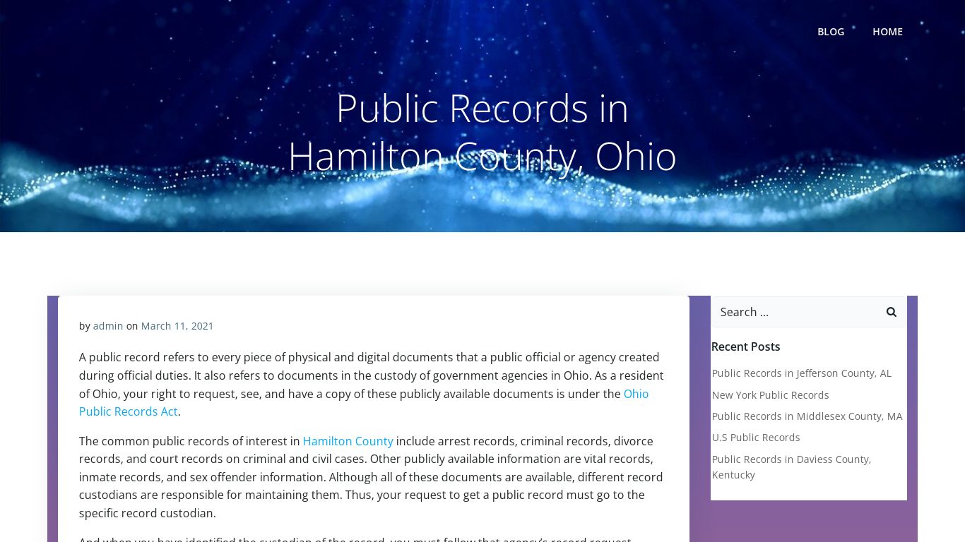 Public Records in Hamilton County, Ohio